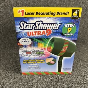 Star Shower Ultra 9 Christmas Laser Projector Red Green W/ Remote Light Show NEW